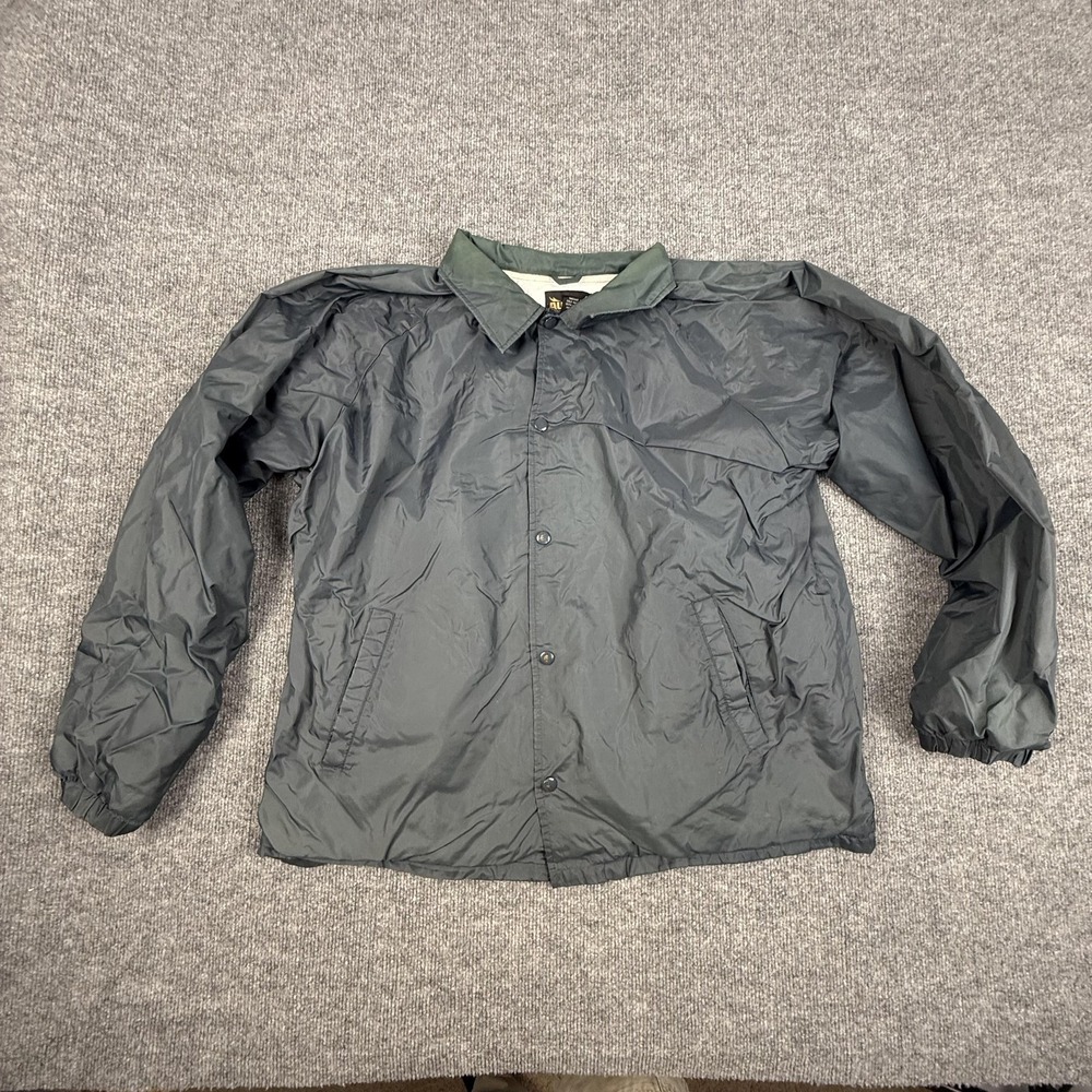 Auburn Sportswear Jacket Mens XL Blue Nylon Fleece Lined Snap Windbreaker Casual